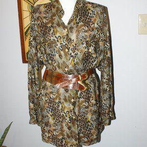Vintage Animal Print Short Circuit Rayon Shirt